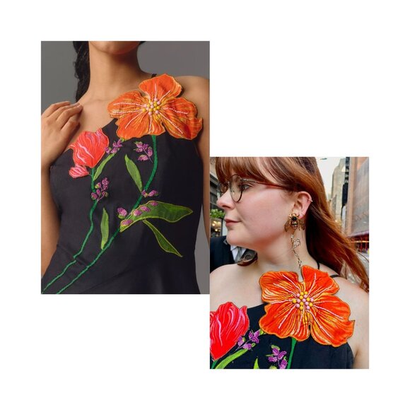 NWOT Yukiko Noritake x Anthropologie Asymmetrical Floral Midi Dress | US 16 - Picture 7 of 9